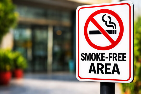 Smoke free area sign with red border and black text smoke free sign no smoking sign