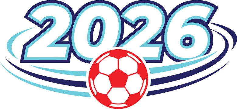 World cup 2026 football vibrant graphic with soccer ball and year designation