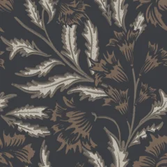 Gothic floral botanical seamless pattern. Vintage abstract victorian seamless pattern, elegant decoration luxury paisley in black brown. Moody nature design © milatoo