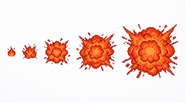 Pixel Art Fire Explosion Sprite Sheet Sequence for Game Development