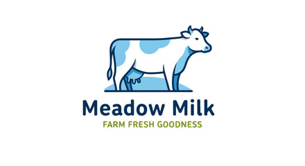 Fototapeta premium Cow Logo Vector, Dairy Milk Brand and Farm Product Identity Concept