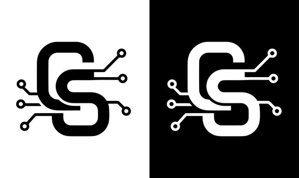 Cybersecurity initial CS letter logo template for tech company