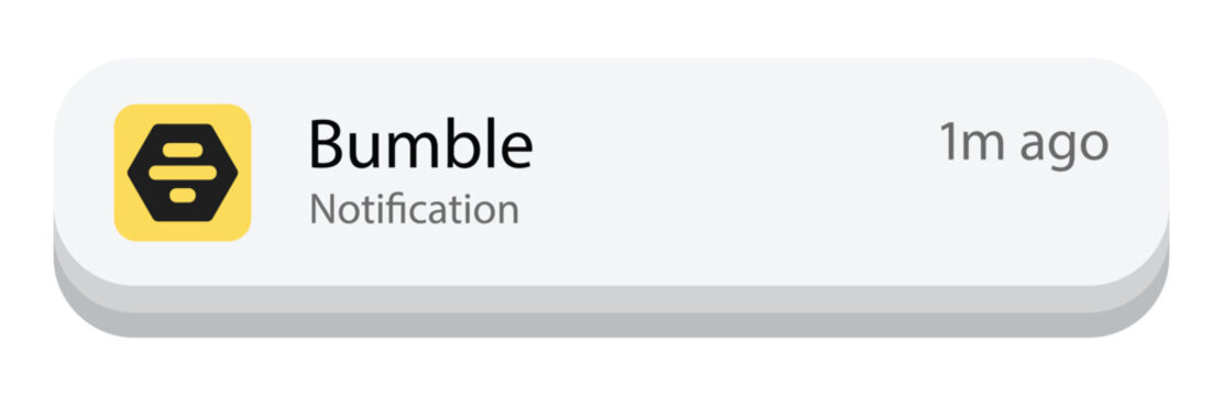 Bumble Dating App Notification Interface on Mobile Screen, Editorial Use Only
