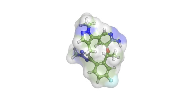 Zidesamtinib, anticancer/ROS1 receptor tyrosine kinase drug, 3D molecule 4K
