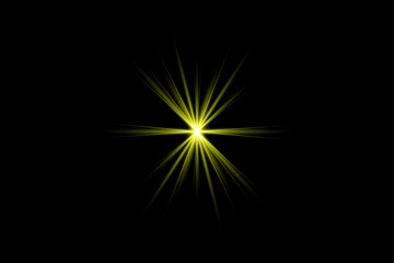Fototapeta premium Vibrant yellow light effect on black background with radiating beams