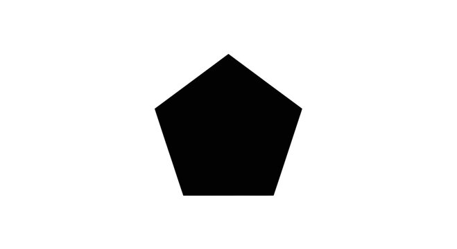 Black Geometric Pentagon Shape Isolated.
