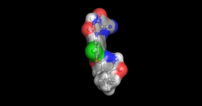 Resmetirom, non-alcoholic steatohepatitis drug, 3D molecule spinning, 4K