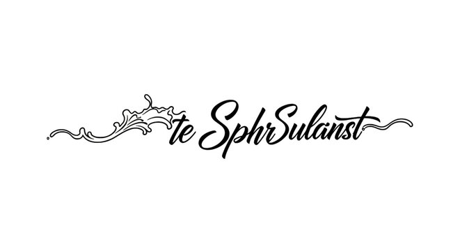 Elegant calligraphic script text with ocean wave flourish