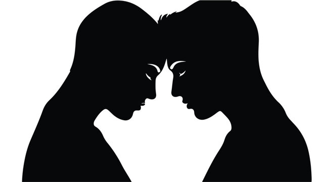 Two people in silhouette touching foreheads, conveying connection and empathy
