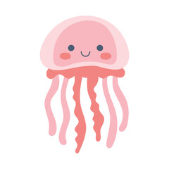 Cute pastel jellyfish in naive doodle style. Flat vector illustration. Ideal for kids design, nursery, print and packaging. © Colomba Rossa