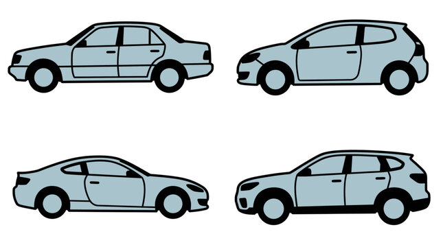 A collection of four different generic car body style icons