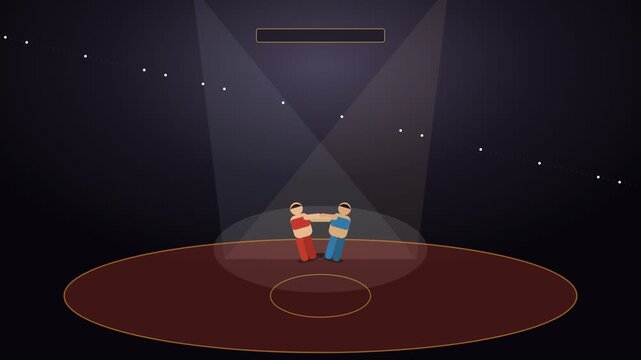 Ballroom dance competition on illuminated stage flat design animation for performing arts and dance championship concept