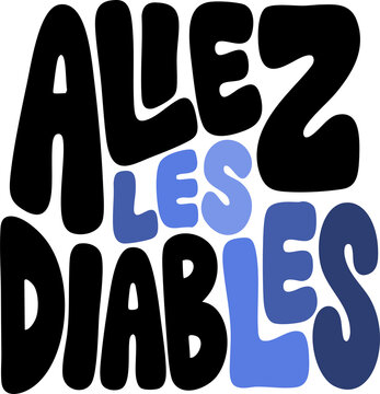 Allez Les Diables, bold black and blue text on white, a vibrant graphic resource for sports fans and team spirit, motivational typography design