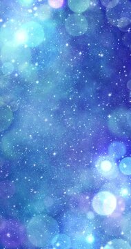 キラキラ輝く水彩風宇宙の背景 縦長 星空
