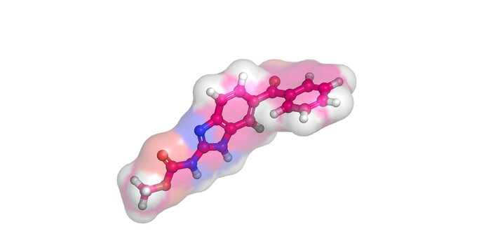 Mebendazole, anthelmintic microtubule inhibitor for parasitic worm infections, 3D molecule 4K