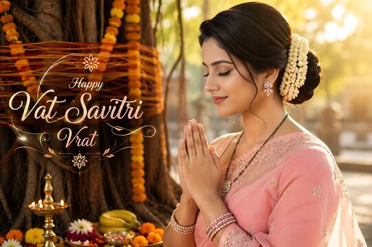 Indian women celebrating Vat Savitri Vrat, Vat Purnima (Pournima), Savitri Amavasya, Bargad Pooja, and the Banyan Tree Festival.
