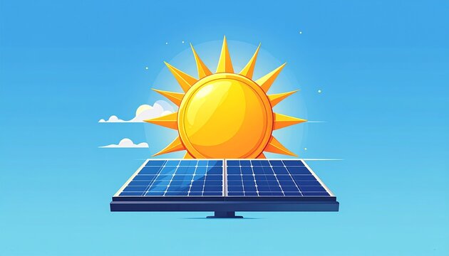 Solar panel generating clean renewable energy under bright sun.