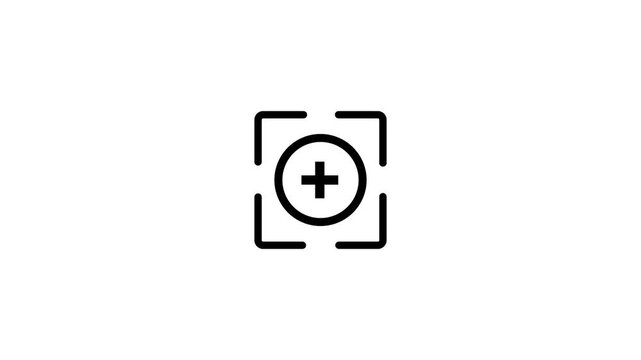 Simple Line Icon of a Plus Sign Inside a Target Frame on White Background create plus icon