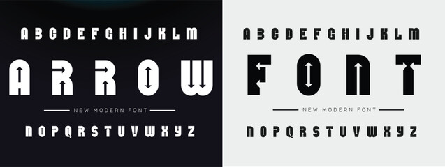 ARROW Modern Font. Regular and Bold font. Typography urban style alphabet fonts for fashion, sport, space, technology, digital, movie, logo design, vector illustration © Kitti_Pie