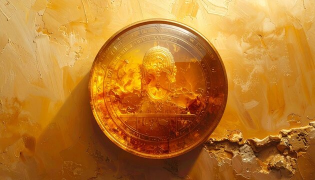 Golden honey drizzled over a rustic wooden surface.