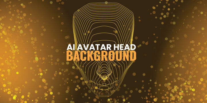 Futuristic ai avatar head in immersive digital environment