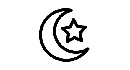 Crescent Moon with Star Symbol Icon. © Acuba
