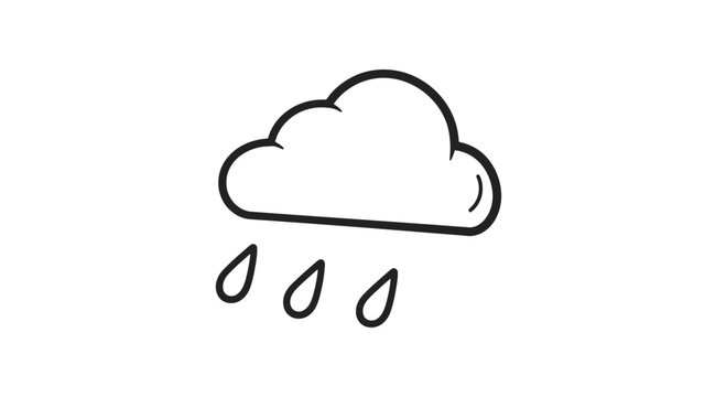 Simple Line Drawing of Rain Cloud.