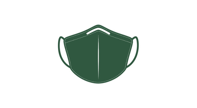 Green Medical Face Mask Illustration.