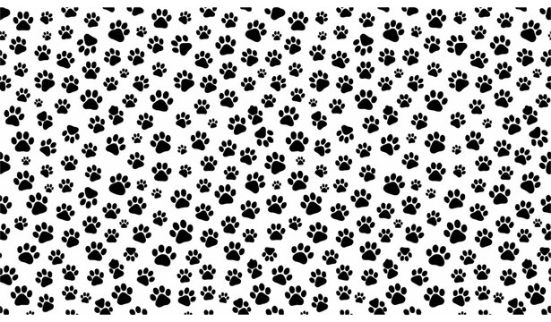 Cute Paw Print Seamless Pattern Vector Background for Pet and Animal Designs