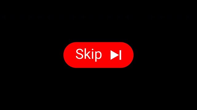 Skip Ad Button Animation alpha channel , red Online button mouse cursor clicking on digital software. 4K video