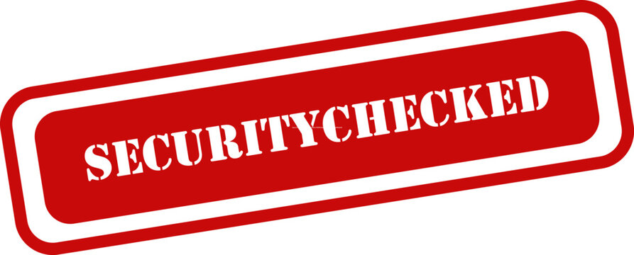 Security checked stamp illustration red rectangle with white border and text for data protection concepts