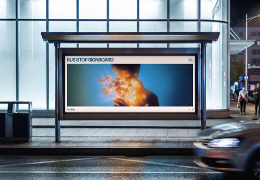 Bus Stop Screen Mockup &ndash; Outdoor Branding Presentation (PSD)