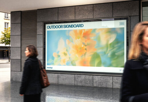 Angled Signboard Mockup &ndash; Outdoor Branding Presentation (PSD)