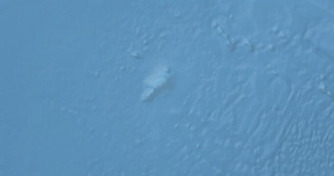 Bermuda on Globe. Zoom into the country with Earth spinning on dark background. Physical world map with Bermuda and label on it. Country view animation.