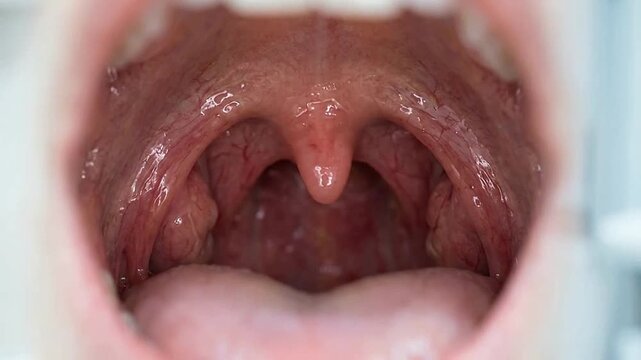 Close-up of Open Mouth Showing Throat and Tongue