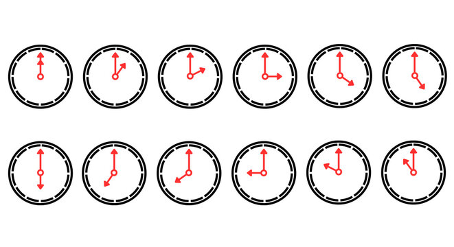 Clock Icons Set 1 to 12 O&rsquo;Clock