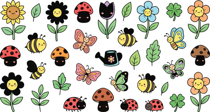 Cute cartoon garden icons