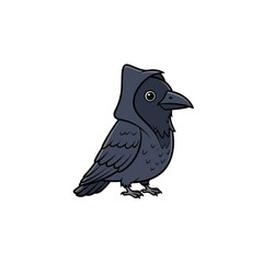 Obraz premium Cute Cartoon Crow Wearing a Dark Hood