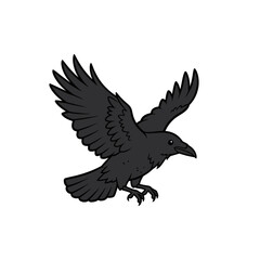 Obraz premium Black Raven Flying with Wings Spread