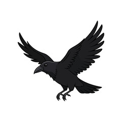 Obraz premium Black Crow in Flight Vector Illustration