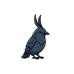 Obraz premium Stylized Cartoon Crested Black Bird Illustration