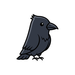 Obraz premium Cute Cartoon Black Crow Vector Illustration