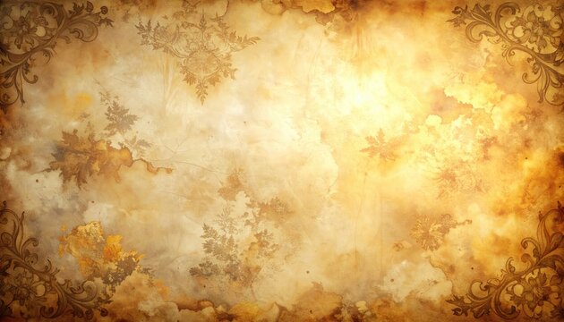Vintage Floral Grunge Texture Background with Faded Ornate Patterns.