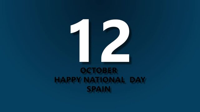 Spain National Day October 12th Gradient Blue Background White Text image photo