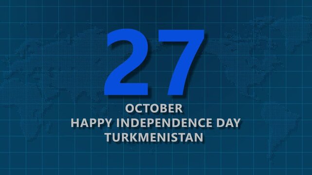 October 27th Happy Independence Day Turkmenistan World Map Background 27th October national holiday