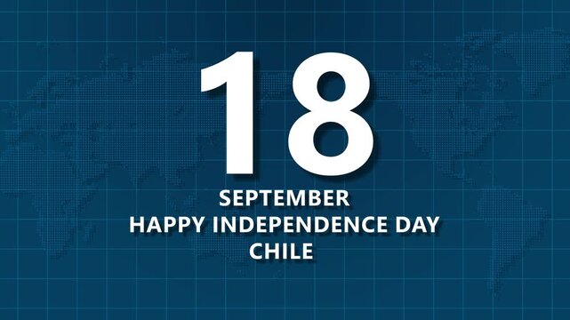 September 18th Happy Independence Day Chile Celebration with World Map Background holiday