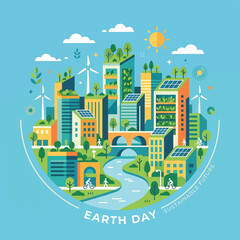 Obraz premium Eco friendly city with green spaces.