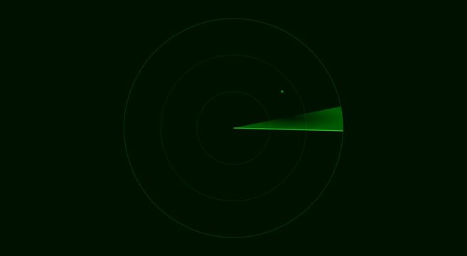 Digital radar screen scanning motion with target detection animation sonar