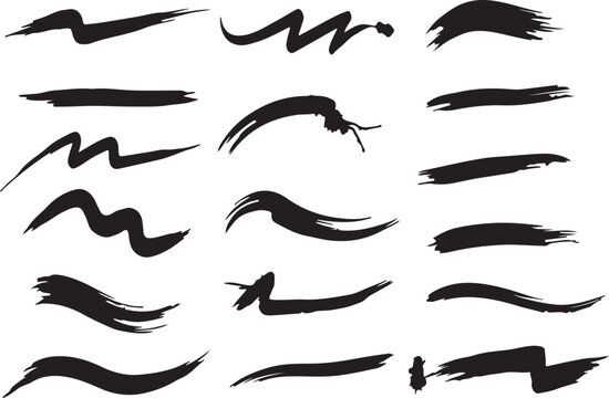Black brush stroke collection artistic ink splashes and textural swashes
