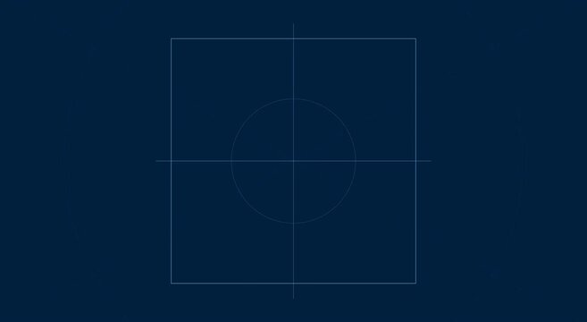 Minimalist blue hud interface grid with precision targeting reticle overlay animation